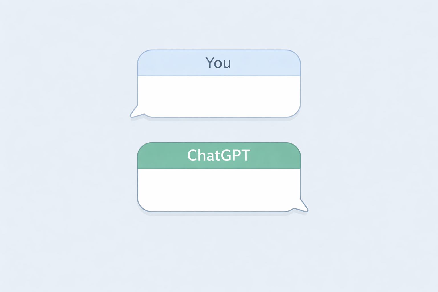 Friendly speech bubbles on a calm blue background